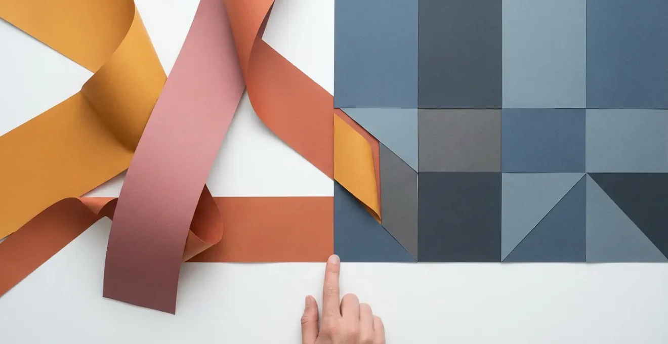 Composizione astratta che rappresenta la differenza tra comunicazione umana e automatica