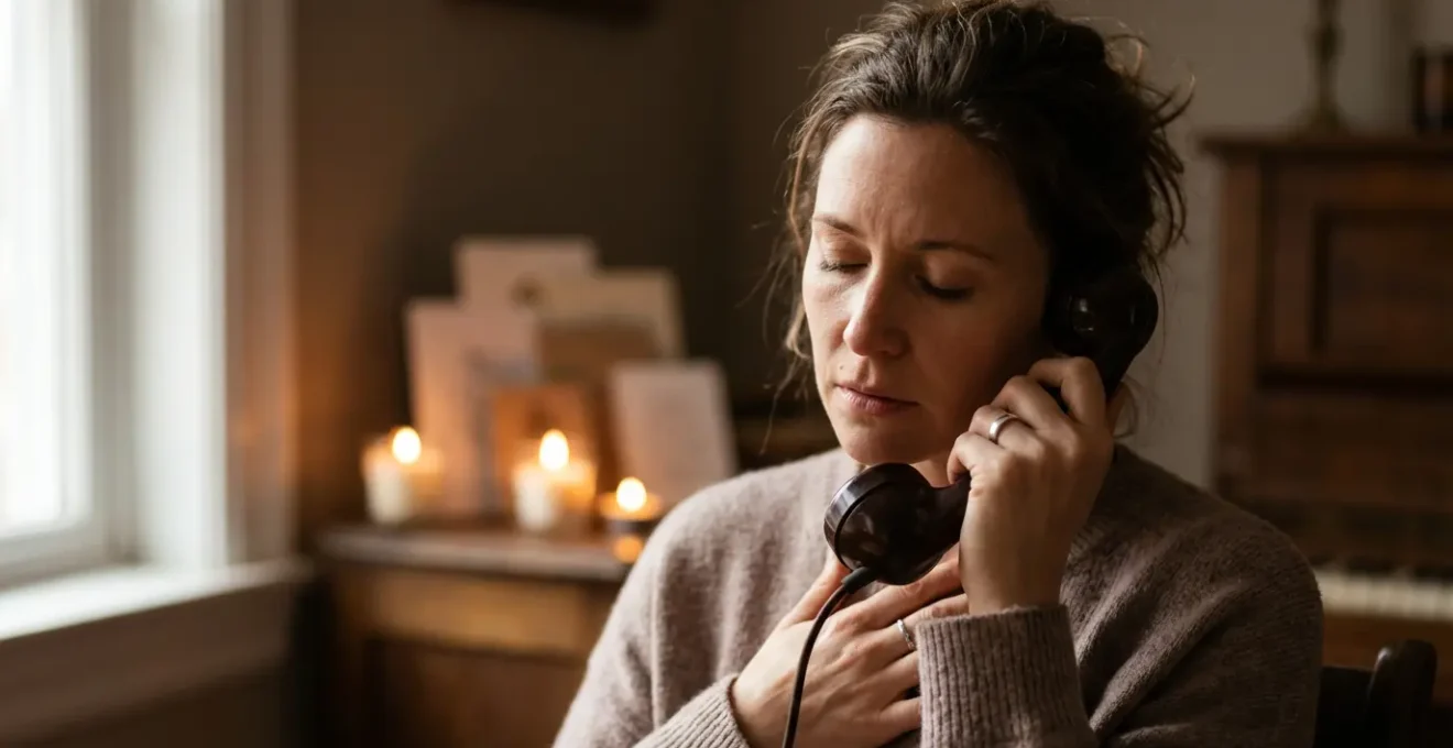 Donna con telefono in consultazione emotiva con cartomante