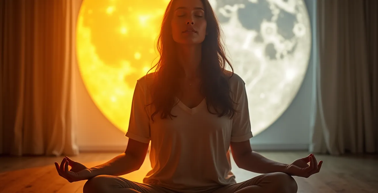 Due figure in meditazione che rappresentano il dialogo tra energie opposte