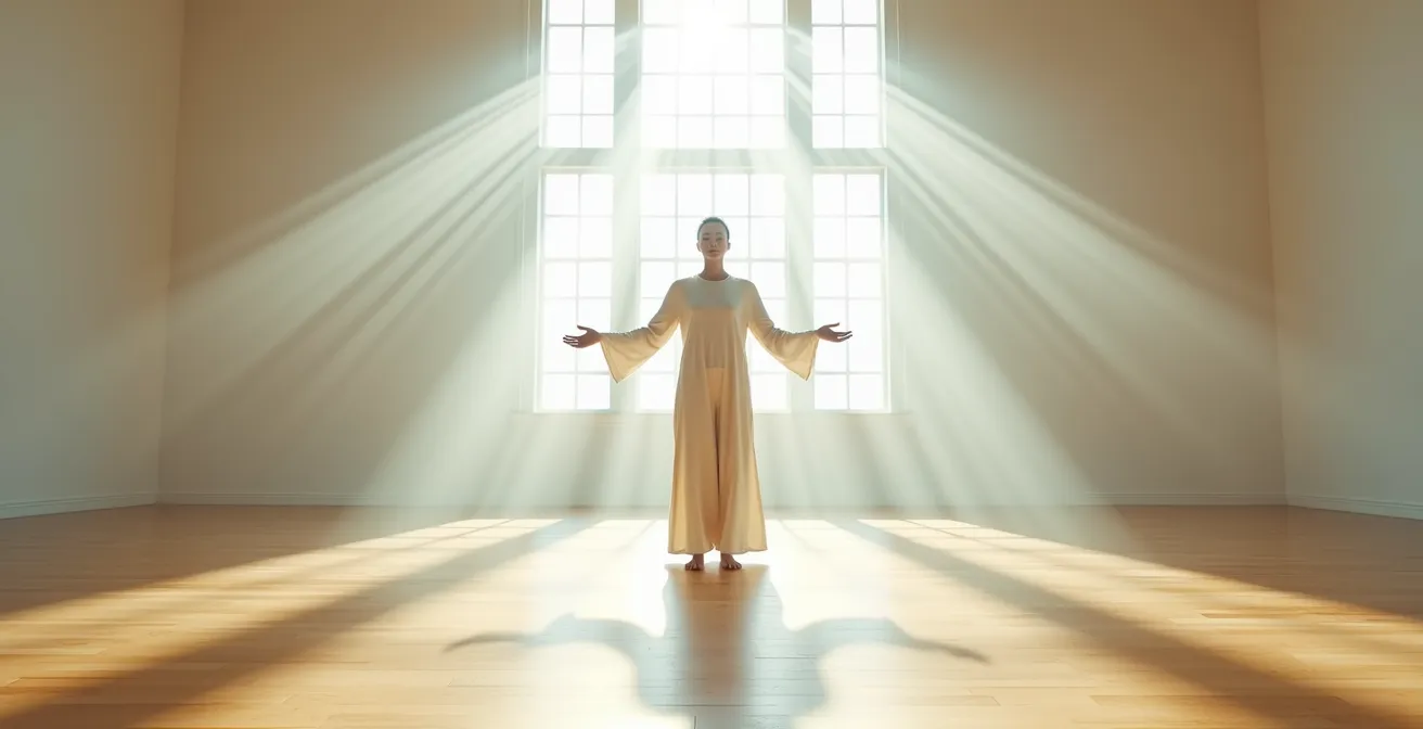 Persona che pratica lo scanning sensoriale dell'energia ambientale