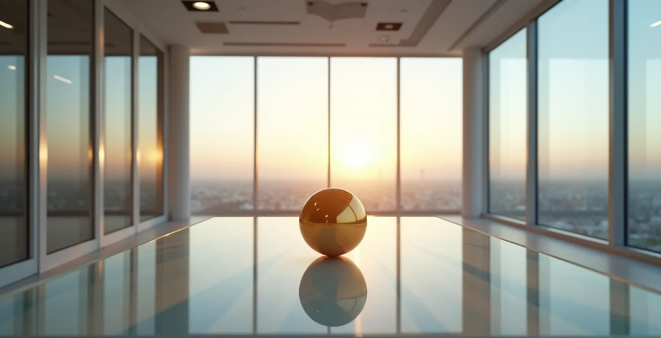 Composizione minimalista che rappresenta l'energia espansiva di Giove per il business