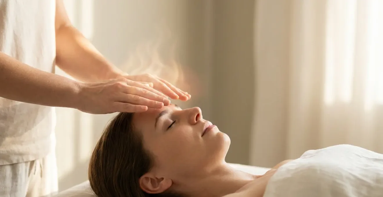 Trattamento Reiki per lo stress cronico con imposizione delle mani e energia curativa