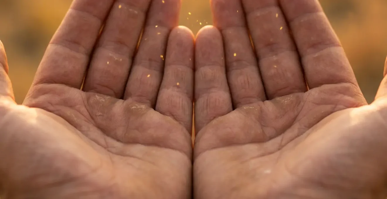 Mani che percepiscono energia luminosa
